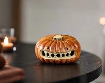 Abóbora Rabugenta de Pelúcia para Chá, Estatueta de Monstro de Halloween, Miniatura para Decoração de Mesa