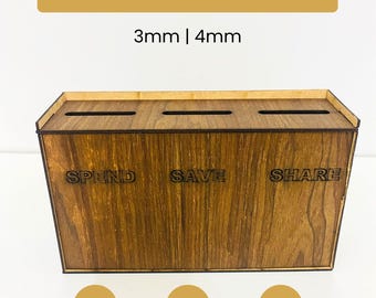 Laser Cut Money Box SVG File, CNC Coin Bank Template (Digital Download)