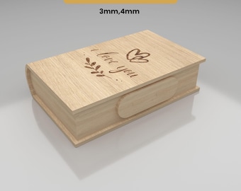 Book Gift Box with Lock Svg Laser Cutting Files - Wooden Storage Box Svg Files For Glowforge, XTool, Lightburn, Stash Box, valentines box