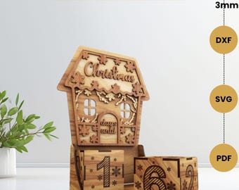 Countdown House SVG – Laser Cut Advent Calendar Files for Glowforge & CNC