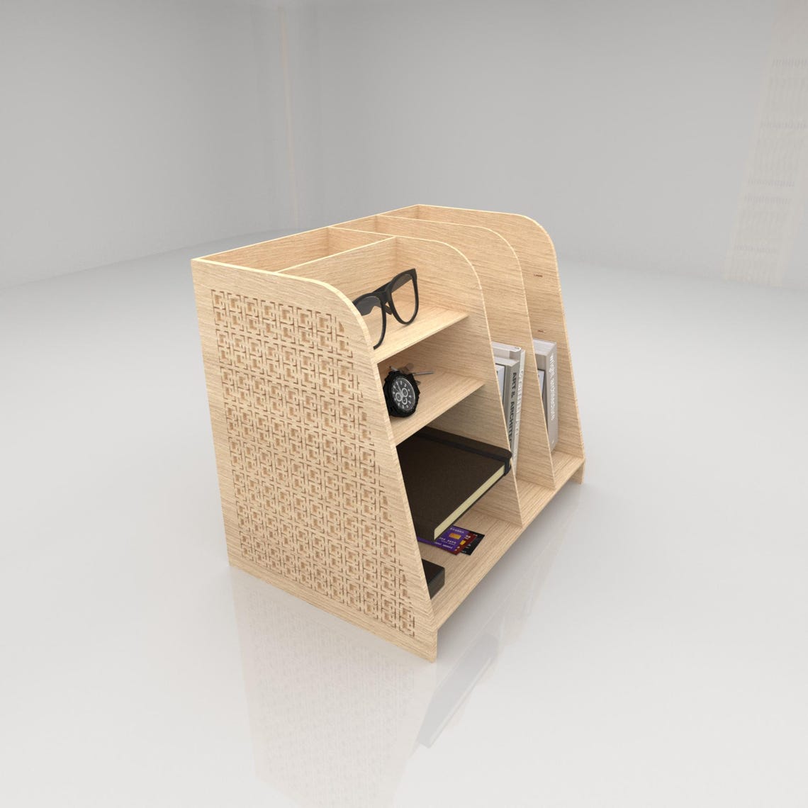 Desktop Organizer Laser Cut SVG Files | Wooden Desk Organiser DXF PDF ...