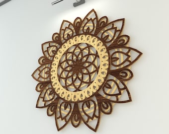 Multilayer Mandala Wall Decor Laser Cut SVG File - 3D Home Decor Wall Hanging
