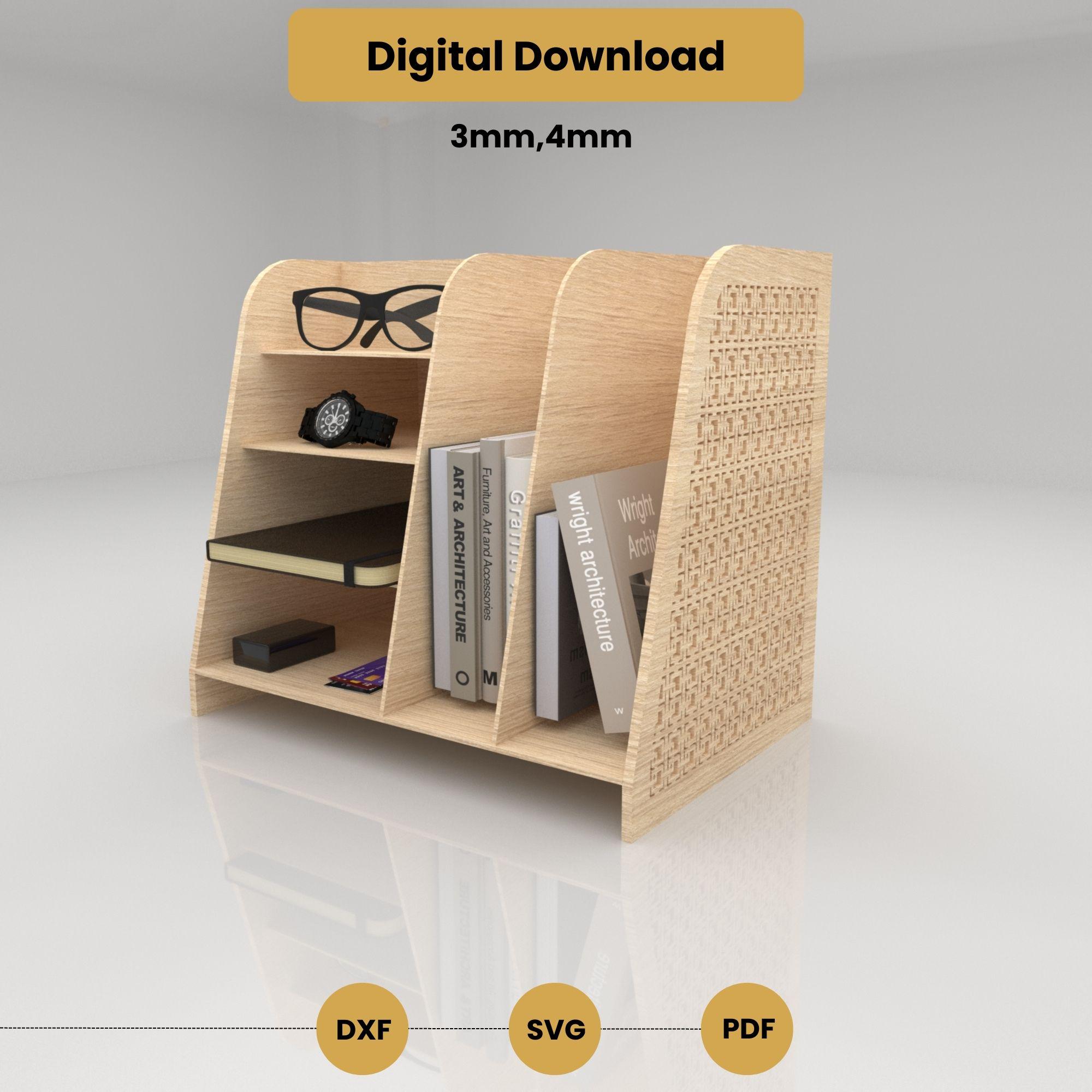 Desktop Organizer Laser Cut SVG Files | Wooden Desk Organiser DXF PDF ...