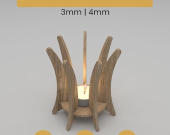 SVG Tealight Holder Curved Design DXF Laser Cutting Files Digital Download