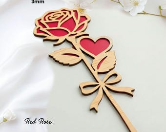 Rose flower laser cut svg, Floral Laser Cut File, Standing Flower Svg, Glowforge Svg, Mother's Day Gift