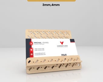 Visitenkartenhalter SVG Laser Cut Datei - Holz Schreibtisch Kartenhalter, Kreditkartenständer für Glowforge, XTool, LightBurn