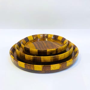 Handcrafted Wooden Plate Set of 3 | Natural Home Decor | Serving Plates | Perfect Gift