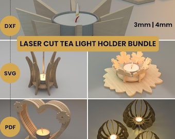 Laser Cut Tealight Holder SVG Bundle, Candle Lantern Designs (Digital Download)