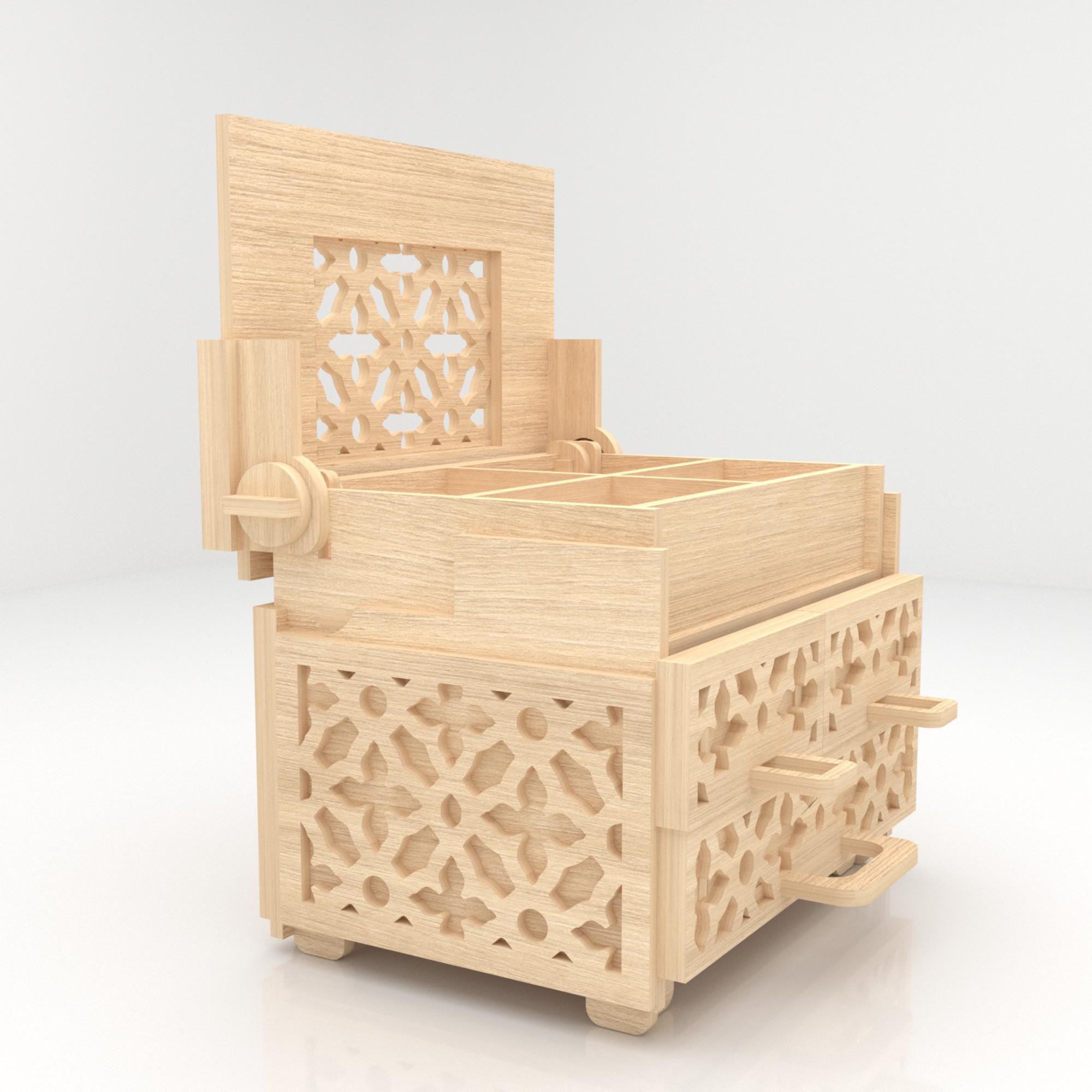 Wooden Jewelry Box With Drawer Svg Laser Cutting File Glowforge Holder ...