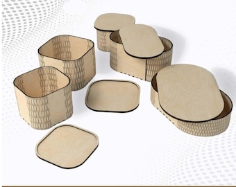 Wooden Curved Gift Box SVG Bundle | Laser Cut Files (Digital Download)