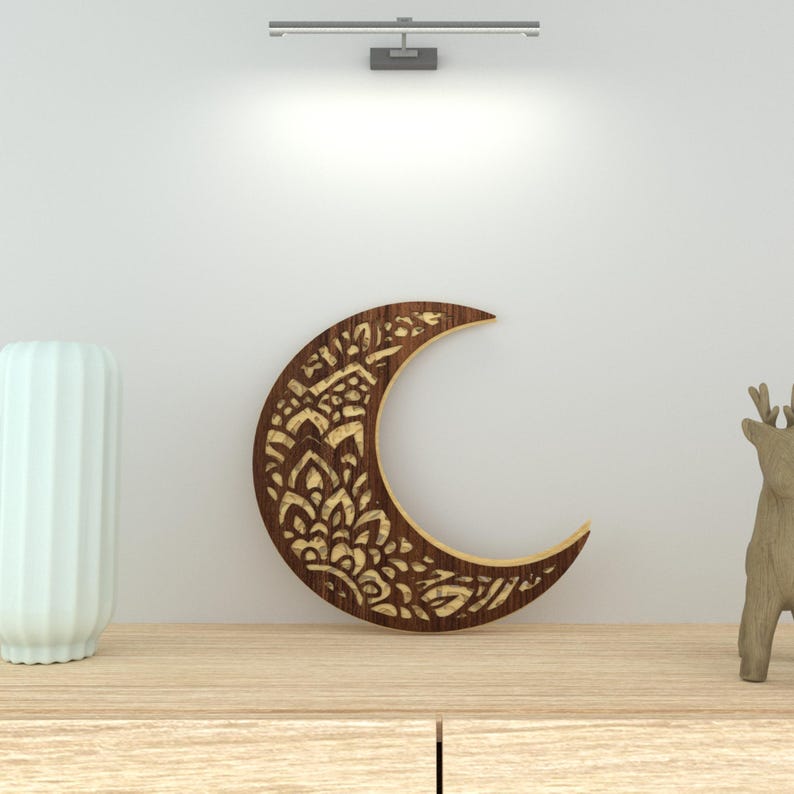 3D Moon Wall Art Laser Cut SVG File - Home Decor | Multilayer Mandala ...