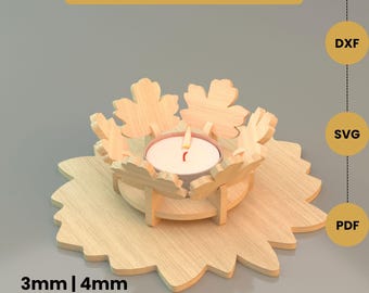 Lotus Candle Holder SVG | Laser Cut Tealight Holder File Lantern
