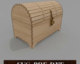 Treasure Chest SVG, Laser Cut Wooden Box File, Jewelry Box Template