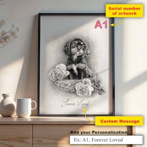 Süßer Hund und Blume, Zitat in Kunstwerk, Bleistift Kunst, Vintage Retro Poster, Hundeliebhaber, Pelzfreund, Gedenkgeschenk, Wandkunst, Küchenkunst