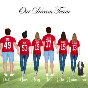 Custom Football Family Portrait: Personalized Sports Team Art (Digital Download Available)