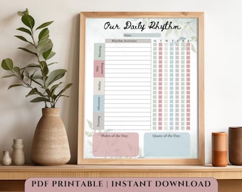Tableau rythmique quotidien de Charlotte Mason pour l'école à la maison (téléchargement numérique)