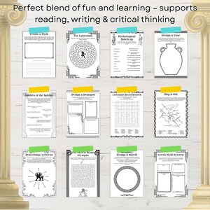 Greek Myths Unit Study Printable Worksheets Homeschool Resource Home Education Ancient Greece Mythology Printables image 9
