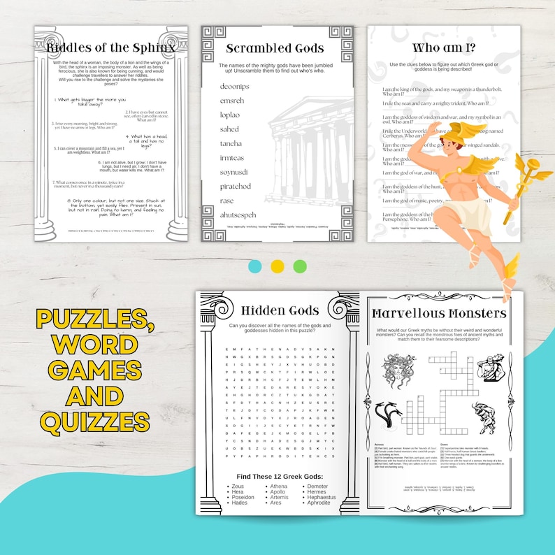 Greek Myths Unit Study Printable Worksheets Homeschool Resource Home Education Ancient Greece Mythology Printables image 4