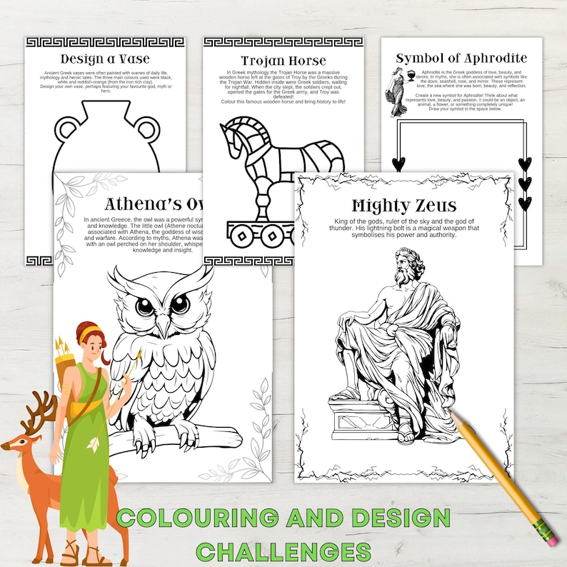 Greek Myths Unit Study Printable Worksheets Homeschool Resource Home Education Ancient Greece Mythology Printables image 5