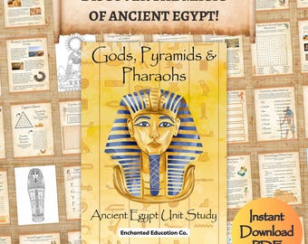 History Studies: Ancient Egypt Unit | Activity Book | Homeschool Worksheets | Egyptian Gods and Goddesses | Tutankhamun