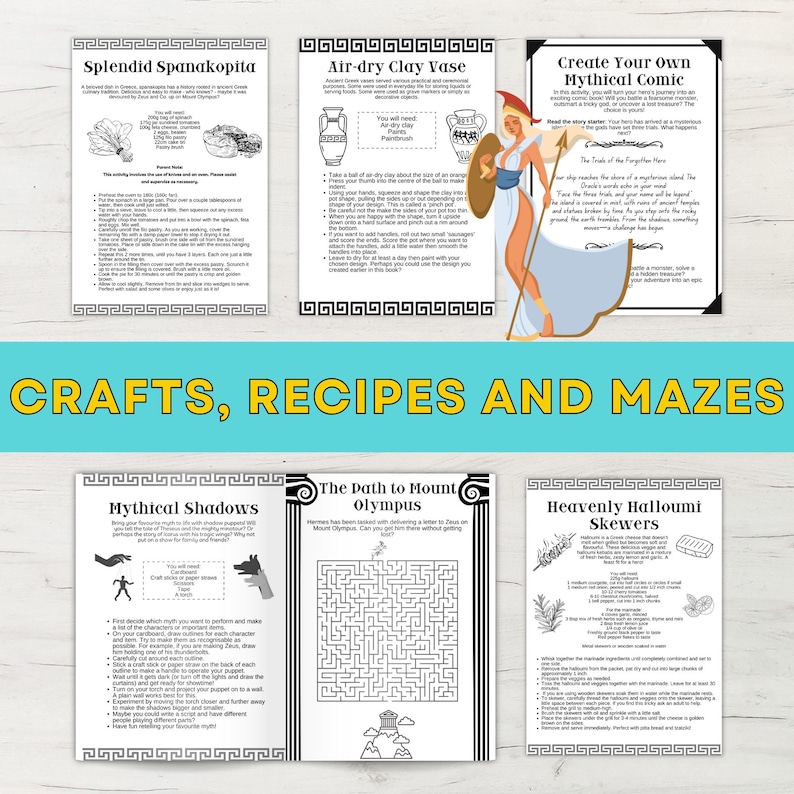 Greek Myths Unit Study Printable Worksheets Homeschool Resource Home Education Ancient Greece Mythology Printables image 6