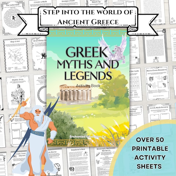 Greek Myths Unit Study Printable Worksheets Homeschool Resource Home Education Ancient Greece Mythology Printables