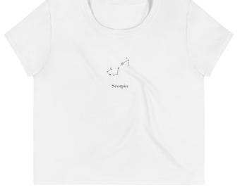 Custom Zodiac Constellation Crop Top – Minimal Star Sign Tee – Personalized Astrology Gift Shirt