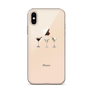 Martini Aesthetic iPhone Case – Minimal Cocktail Phone Cover – Clear Soft Girl Case for Party Vibes