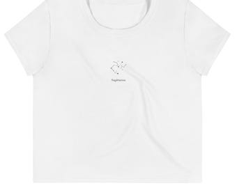 Custom Zodiac Constellation Crop Top – Minimal Star Sign Tee – Personalized Astrology Gift Shirt"