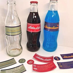 Nuka Cola label Quantum Cola , Wasteland, Gift For fan, Retro, Sticker Label Fan Art Nuka bottle Replica, Cosplay, Party Quantum Bottle