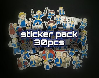 Wasteland Sticker Pack 30 pcs – Vault Boy Designs for Gamers and Fans! Sticker Fan Art  Cosplay Party Sticker Set Decals Retro game stickers