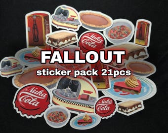 Wasteland Sticker Pack 21 pcs – Fallout Inspired Nuka Cola Decals – Retro Gaming Stickers – Gamer Gift Set