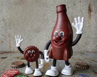 Flasche & Cappy Statue Handmade Fallout Fan Art -Replica Nuka-Cola Maskottchen, Ödland, Geschenk, Souvenirs, Retro Getränk