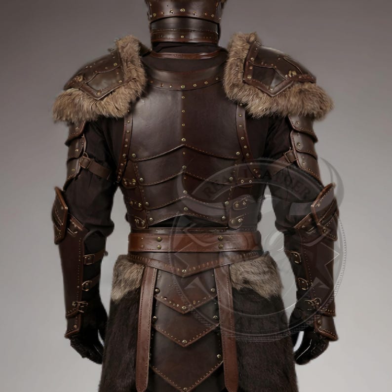 Viking Leather Armor Fur Trim Medieval Warrior Costume LARP Cosplay ...
