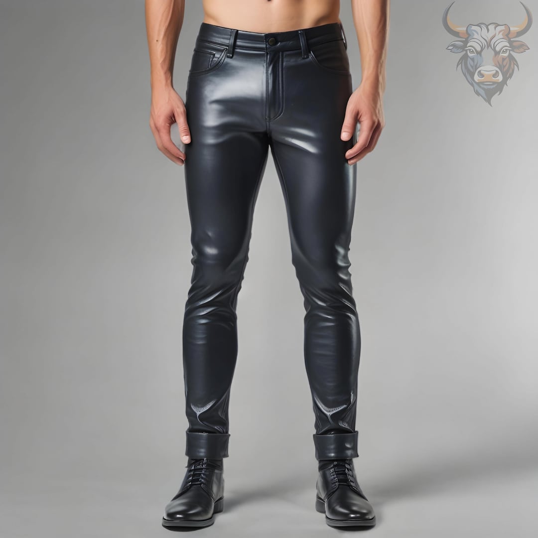 Men’s Genuine Leather Pants | Slim Fit Shiny Trousers | Gothic Punk ...