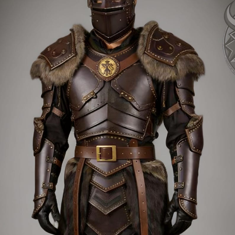 Viking Leather Armor Fur Trim Medieval Warrior Costume LARP Cosplay ...