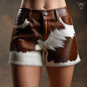 Women&#39;s CowHide Shorts | Ladies Cowhide Leather Shorts | Handmade Summer Shorts For Womens | Sexy Hair-On Leather Shorts | Gift For Her