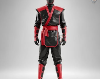 Leder Ninja Kostüm Cosplay Anzug Samurai Outfit LARP Fantasy Krieger-echt Lederbekleidung