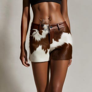CowHide Shorts | Ladies Cowhide Leather Shorts | Handmade Summer Shorts For Womens | Sexy Hair-On Leather Shorts | Gift For Her