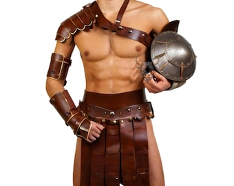 Handmade Gladiator Leather Armor Set | Roman Warrior Costume | Spartan LARP Outfit | Medieval Battle Gear