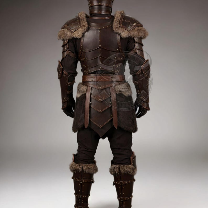 Viking Leather Armor Fur Trim Medieval Warrior Costume LARP Cosplay ...