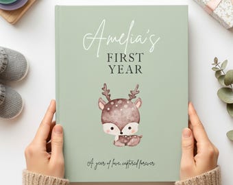 Baby's First Year, Personalized Baby Memory Book. Gift for parents, Journal for newborn, record book, Named baby book, baby shower
