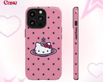 Süße Hello Kitty Coquette Handyhülle, Aesthetic Vivien Westwood, Y2K Kawaii Stern Muster für iPhone 17 Pro Case, iPhone 16 15 14 13 Pro Max