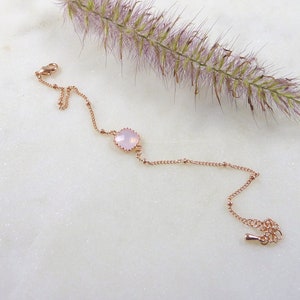 Pink Opal Bracelet, opal birthstone, october birthday gift, minimalist bracelet, gift for her, layering bracelet, delicate bracelet image 3