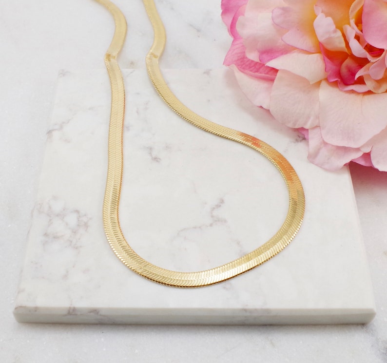 layering chain gold layering jewelry minimalist jewelry gift for her gold necklace Gold Filled Herringbone Layering Necklace