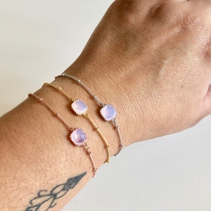 Pink Opal Bracelet, opal birthstone, october birthday gift, minimalist bracelet, gift for her, layering bracelet, delicate bracelet