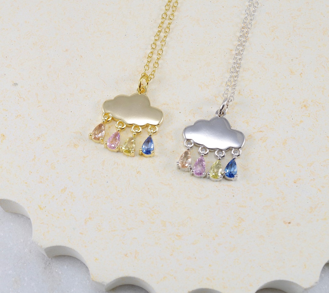 Rain Cloud Necklace, Cute Rain Drops Necklace, Fun and Quirky Cloud ...