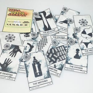 Serie Lost (Perdidos), 14 cartas tarot + boleto lotería Mega Lotto Jackpot. Descarga digital