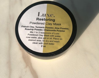 Restoring Clay Face Mask, Clay Powdered Face Mask, with French Green Clay  Turmeric, Rosehip, Chamomile and Aloe powder, Clay Facial Mask