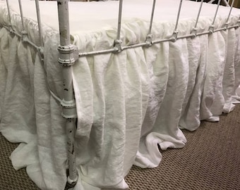 Washed Linen Crib Skirt Your Selected Linen Color And Length Etsy